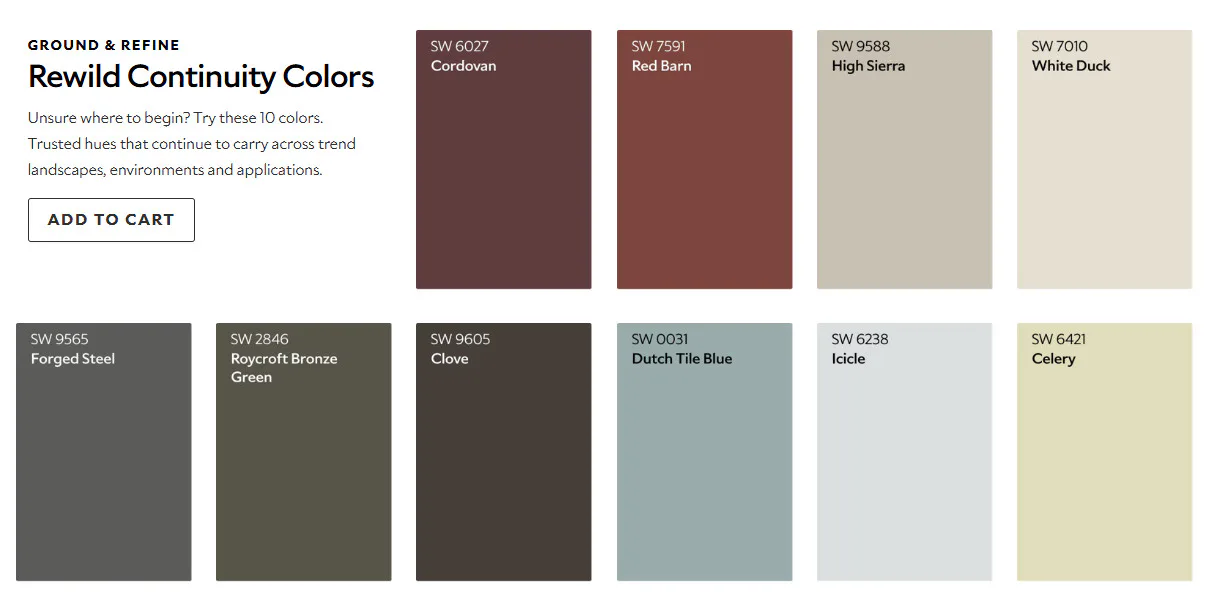 Sherwin-Williams Rewild Continuity Colors